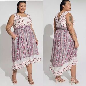 Torrid Size 6 Gauze Floral High Low Midi Dress